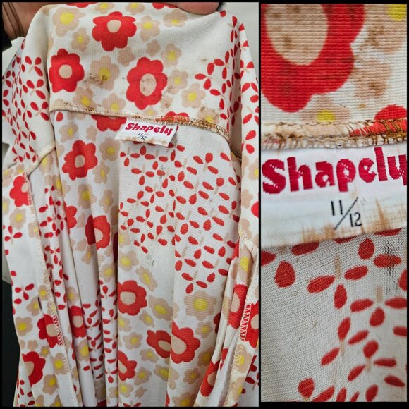 70s Shapely Flower Power Dagger Collar Long Sleeve Button Down Shirt - Picture 15 of 15